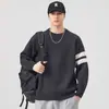 Suéter redondo estilo americano para hombre, nuevo modelo otoño 2026, bloques de color a rayas, corte holgado, tejido casual versátil para hombre