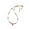 Collar de Piedra Natural con Perlas Color Champán Retro, Cadena de Clavícula Apilada de Perlas de Arroz Atmosférica, Cadena de Piedras Preciosas Colorida para el Cuello para Mujeres