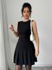 2025 Vestido Mini Casual de Verano para Mujer Europeo y Americano sin Mangas Elegante de Color Sólido con Volantes Suministro Directo para Ventas Transfronterizas