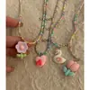 Collar de Flor de Cuentas Coloridas Super Verano y2k Femenino Diseño de Nicho Sentido Dopamina Cadena para Clavícula Dulce Fresca Cadena para el Cuello Tendencia
