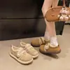 Zapatos de algodón con suela gruesa para mujer en stock, nuevo modelo de invierno 2026, versátiles con velcro, elegantes botas de nieve de felpa estilo Birkenstock