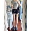 Shorts de Mezclilla Calientes Estilo Americano de Corte A para Mujer, Verano, Adelgazantes para Figura de Pera, Tallas Grandes, Elásticos, Ropa de Exterior, Pantalones Cortos Calientes