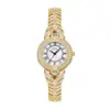 Relógio Feminino Goldie de Luxo Vintage com Diamantes Inteiros e Toque de Nicho, Madrepérola Azul, Compacto Relógio de Ouro a Quartzo com Decoração