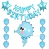 Versão Fofa da Amazon Conjunto de Balões de Aniversário de Animais Marinhos Estrela do Mar Polvo Cavalo-marinho Balões de Decoração para Festa de Aniversário