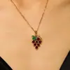 Conjunto de Collar Colgante y Pendientes con Incrustaciones de Diamantes Morados Uva Transfronterizo, Joyería de Frutas Versátil de Alta Gama de Nicho de Moda