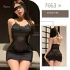 Música Noturna Sexy Lingerie Transparente Sexy Camisola com Suspensório High-End Qqny Cama Sedução Vestido Bordado 7663