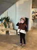Invierno 2025 Nuevo Estilo Ropa Infantil Coreana Niñas Bolso de Cintura con Parches y Cinturón de Piel Forrado de Felpa Chaqueta Chaleco Cálido Infantil