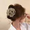 Presilha de Flor de Gaze Suave para Cabelo Feminino Novo Estilo 2025 Flor de Cabeça Presilha Tubarão Sentido de Alto Padrão Grampo de Cabelo Disco de Cabelo Acessório de Cabeça