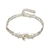 Pulseira Tátil Refrescante Estrela e Lua Trituradas para Mulheres, Luxo Leve, Estilo Nicho, Joia Simples, Única, Versátil para Melhores Amigas
