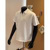 Camisa Polo de Media Cremallera y Manga Corta para Hombre, Algodón de Amoníaco Líquido de Verano Desestructurada Moderna Elegante Cuello Camisero Holgada Camiseta Top
