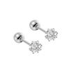 Aretes de Cubo con Pasador de Rosca de Plata Esterlina S925 con Incrustaciones de Diamantes Simples para Agujeros de Oreja Libres de Perforación Bola de Bloqueo Nuevo Diseño de Nicho
