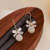Aretes de Gancho Cero Lazo Zircón Moda Mujer Combinable Elegante Brillante Piedra Ojo de Gato Regalo para Niña Venta Directa