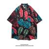 Camisa Havaiana Vintage Estilo Hong Kong Estampa Floral Completa Manga Curta vintage para Homens e Mulheres Camisa de Praia Yuppie Tailandês Casal