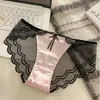 Ventas Directas de Fábrica Superventas Transfronterizos Lujo Ligero Satín Encaje Ropa Interior Femenina Estilo Puro Deseo Sexy Tanga de Corte Alto Tentación
