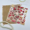 Nueva colección estética de dibujos animados dorada y roja de seis pegatinas en relieve para journaling, decoración de fundas de teléfono y materiales de bricolaje