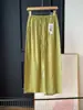 Calça de Seda Menta Fresca para o Verão 100% Liocel Fina Fluida Casual Calça Reta Cropped para Mulheres H062605