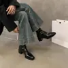 Botines cortos de mujer estilo francés 2024 otoño e invierno nuevos botines elásticos ajustados Chelsea Martin botas de tobillo de tacón alto