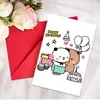 Colección de Tarjetas de Felicitación de Cumpleaños Nuevas Transfronterizas Animal Texto Mensaje de Cumpleaños Universal Tarjeta Plegable con Sobre