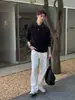 Sudadera de Manga Larga Patchwork de Mezclilla Falsa de Dos Piezas Bloque de Color para Hombre, Otoño Estiloso Diseño Manga Larga Top Camiseta Básica
