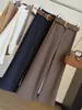 Pantalones de traje rectos, de alta gama, elegantes, para mujer, nueva colección de otoño, de cintura alta, elásticos, adelgazantes, con caída fluida, corte estrecho, pierna ancha, pantalones largos casuales