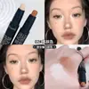 Bastão Contorno Dupla Ponta Alto Brilho, Contorno Estéreo Sombra Nasal, Silhueta, Iluminador Facial, Maquiagem de Longa Duração, Caneta Sombra para Pálpebra Inferior (Silkworm Pen), Festa Estudantil