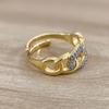 Anillo de Cadena Cubana Estilo Retro Vintage Francés de Mediados de Siglo Popular Set de Anillos Mismo Estilo con Diamante Anillo para Mujer Europeo y Americano