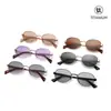 Gafas de Sol de Titanio Puro, Ultraligeras, para Mujer, Montura Ovalada Dorada de 53 mm, Estilo Old Money, Mm98768, Gafas de Sol Elegantes y Clásicas