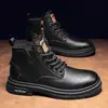 Botas Martin para hombre, zapatos casuales transpirables de caña alta para otoño, botas de trabajo versátiles y cómodas de estilo británico retro a la moda