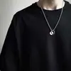 Collar de Acero de Titanio Estilo Wang Yibo Anillo de Moda Colgante Doble Uso Hip-Hop Disco Minimalista Colgante para Hombres y Mujeres Cadena de Suéter