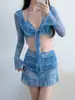 Bikini Traje de Baño para Mujer Popular en Internet Mismo Estilo Dividido Conjunto de Cuatro Piezas Estilo Hada Sexy Puro Manga Larga Protección Solar Traje de Baño de Playa