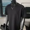 Camiseta de Manga Corta para Hombre con Decoración de Cremallera, Estilo Americano de Moda, Parche, Cuello Redondo Suelto, Sudadera para Hombre, Nueva de Verano 2026