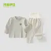 Conjunto de Ropa Interior Térmica Cálida de Jengibre para Niños, Ropa Gruesa de Otoño y Pantalones para Niños y Niñas, Ropa de Casa para Otoño e Invierno, Pijamas, Camiseta Base
