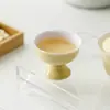 Mo Ji amarelo claro Xícara de Chá Cerâmica Delicada Pé Alto Xícara de Degustação de Chá para Casa Jogo de Chá Kung Fu Xícara Única Boca de Flor Xícara Mestre Rosa