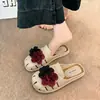 Zapatillas de Media Pantufla Elegantes de Estilo Hada con Estampado Floral de Estilo Francés, Punta Cerrada para Primavera y Verano, Sandalias Deslizables Antideslizantes de Suela Suave al por Mayor para Uso Exterior en Verano