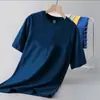 Camiseta de manga corta transfronteriza azul marino, top de moda ajustado para hombre, camiseta simple y casual de cuello redondo, para exportación