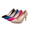 Zapatos de gamuza simples de boca poco profunda con punta de una sola capa Botines europeos y americanos de primavera y otoño para mujer tacones altos tallas 31-47 zapatos de comercio exterior