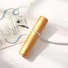 Decantador de Perfume Plano de 5ML Color Plata Tubo de Aluminio Electrochapado Revestimiento Interior de Vidrio Botella con Atomizador Portátil