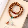 Pulsera de doble anillo de madera tributo natural para mujer, colgante de Joker Loto, retro, cuentas de barril antiguas, pulsera de madera al por mayor