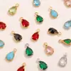 Colgante de gota de agua de acero inoxidable con diamantes, chapado en oro de 18 quilates con piedra de cristal de color en forma de corazón, colgante accesorio para joyería DIY