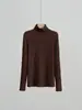 Otoño/Invierno 2026 Nuevo Color Sólido Manga Larga Tencel Lana Ajustado Cálido Cuello Alto Camisa Base Punto para Mujer Diseño Simple