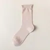 Conjunto Estilo Miu con Calcetines Apilados, Borde Enrollado Transpirables de Malla Finos de Color Sólido Calcetines Largos de Verano para Mujer, Calcetines Dulces de Algodón