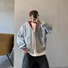 Moletom Cardigan com Capuz Design Criativo 2025 Outono Cor Contrastante Tendência Coreana Redutor de Idade Jaqueta Casual Diária para Homens e Mulheres