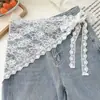 2026 Nova Saia de Renda Transfronteiriça Primavera/Verão, Estilo Coreano Doce Versátil Malha Jacquard Lenço Triângulo Camada sobre a Saia