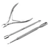 Tijeras para cutícula de acero inoxidable 8710 cortaúñas cortaúñas de los pies pinzas para cutícula de los dedos del pie pinzas para nariz de pollo para quitar armadura empujador de acero empujador herramienta de manicura
