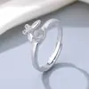 Set de 3 piezas de collar, anillo y aretes de plata de ley maciza S925 estilo ins, base en blanco para diamantes DIY