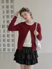 Impresionante conjunto de punto rojo de dos piezas con mangas largas para mujer, nueva colección otoño 2026, corte ajustado, favorecedor y con un estilo relajado, perfecto como capa interior