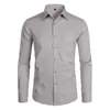 Nueva Camisa de Negocios Transfronteriza Ajustada de Manga Larga Color Sólido Algodón Bolsillo Casual Talla Grande Camisa para Hombre Camisa para Hombre