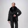 Jaqueta de Algodão com Renda e Cadarço na Lapela 2025 Moda Europeia e Americana Solta Versátil Cor Sólida Design na Cintura Casaco para Mulheres