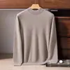 Suéter de alta qualidade em fio AB 100% cashmere puro para homens, gola alta discreta, pulôver casual solto, camada base macia e amigável à pele