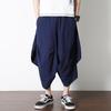 Pantalones Farol Nepalí de Verano para Hombre Estilo Chino Moderno Hip-hop Pierna Ancha Pantalones Ratón Volador Pantalones Recortados Sueltos